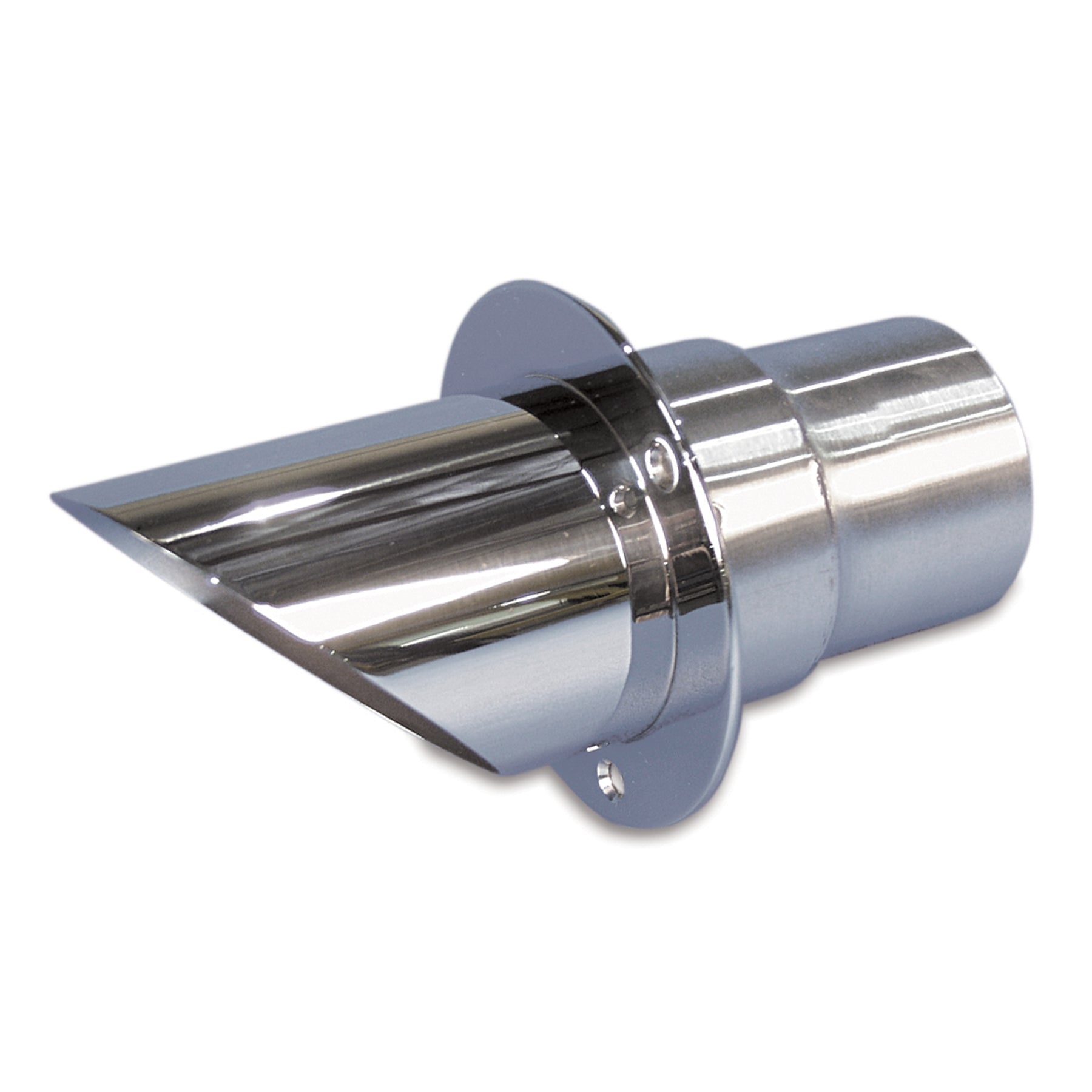 Exhaust Tip Stainless Steel Angle Cut End / 12 Degree Mounting Flange 3 - 1/2" No Flap