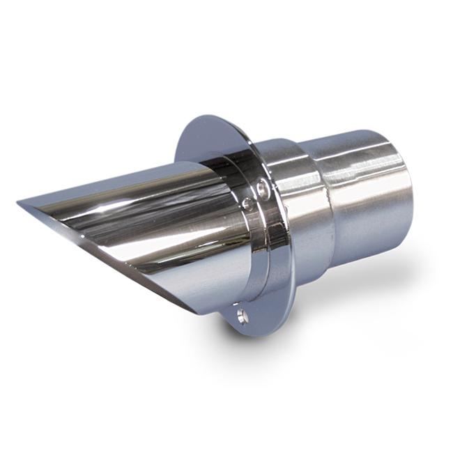Exhaust Tip Stainless Steel Angle Cut End / 12 Degree Mounting Flange 3 - 1 / 2" with Flap