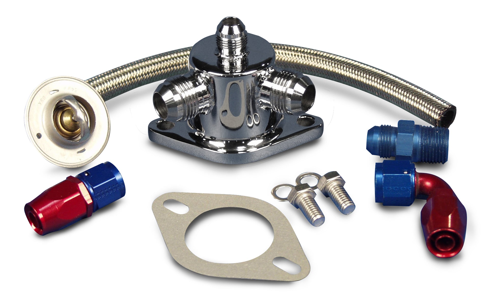 Thermostat Kit - Stainless Steel SB & BB Chevy - 10 AN Fittings