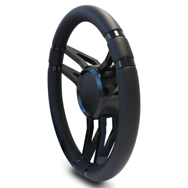 Steering Wheel Corerra Symmetrical Billet Aluminum - Black Anodized Spokes / Black Grip
