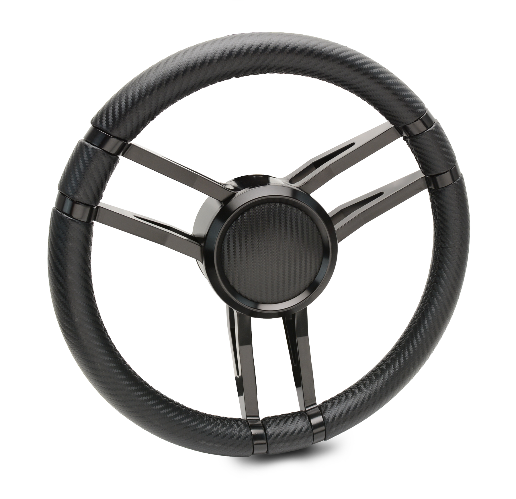 Steering Wheel Corerra Symmetrical Billet Aluminum Full Wrap - Black Anodized Spokes / Carbon Grip