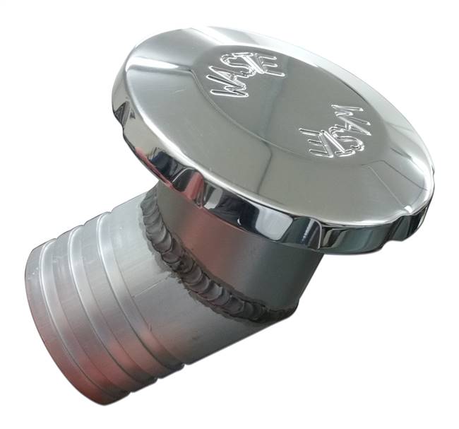 Billet Aluminum Flush Mount Waste Fill Non-Vented 2" Hose with an Angled Base