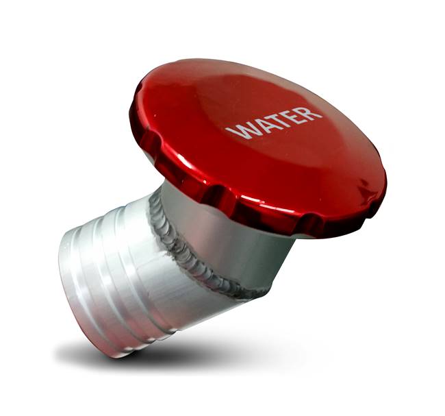 Billet Aluminum Flush Mount Water Fill Non-Vented 2" Hose with an Angled Base