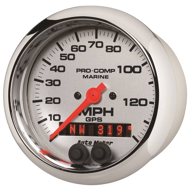GPS HP Speedometer with Display 140 MPH 3 - 3/8" Platinum