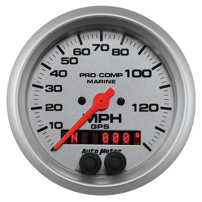 GPS HP Speedometer with Display 140 MPH 3 - 3 / 8" Silver