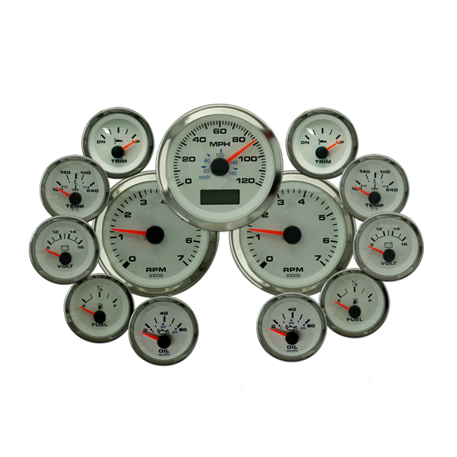 Eddie Marine Elite Twin Engine Instrument White Kit