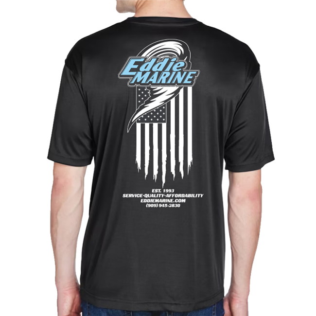 Eddie Marine American Flag - Dri - FIT | Black Tee