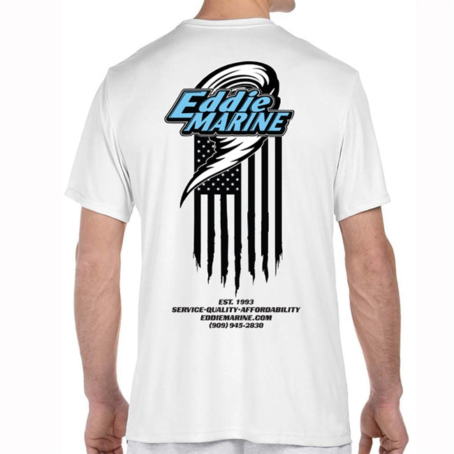 Eddie Marine American Flag - Dri - FIT | White Tee