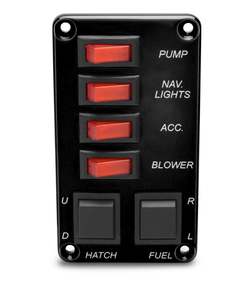 Switch Panel - Four Single Pole Switches with Double Pole Switches