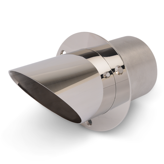 Exhaust Tip Stainless Steel Angle Cut End / Straight Mount Flange 4" No Flap
