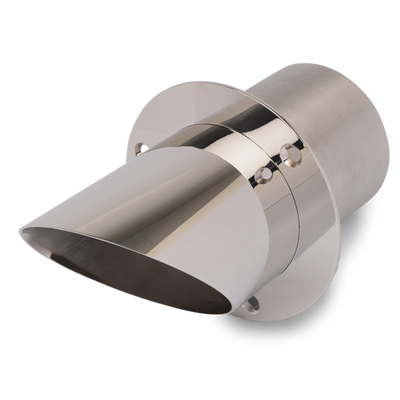 Exhaust Tip Stainless Steel Angle Cut End / Straight Mounting Flange 4" with Flap