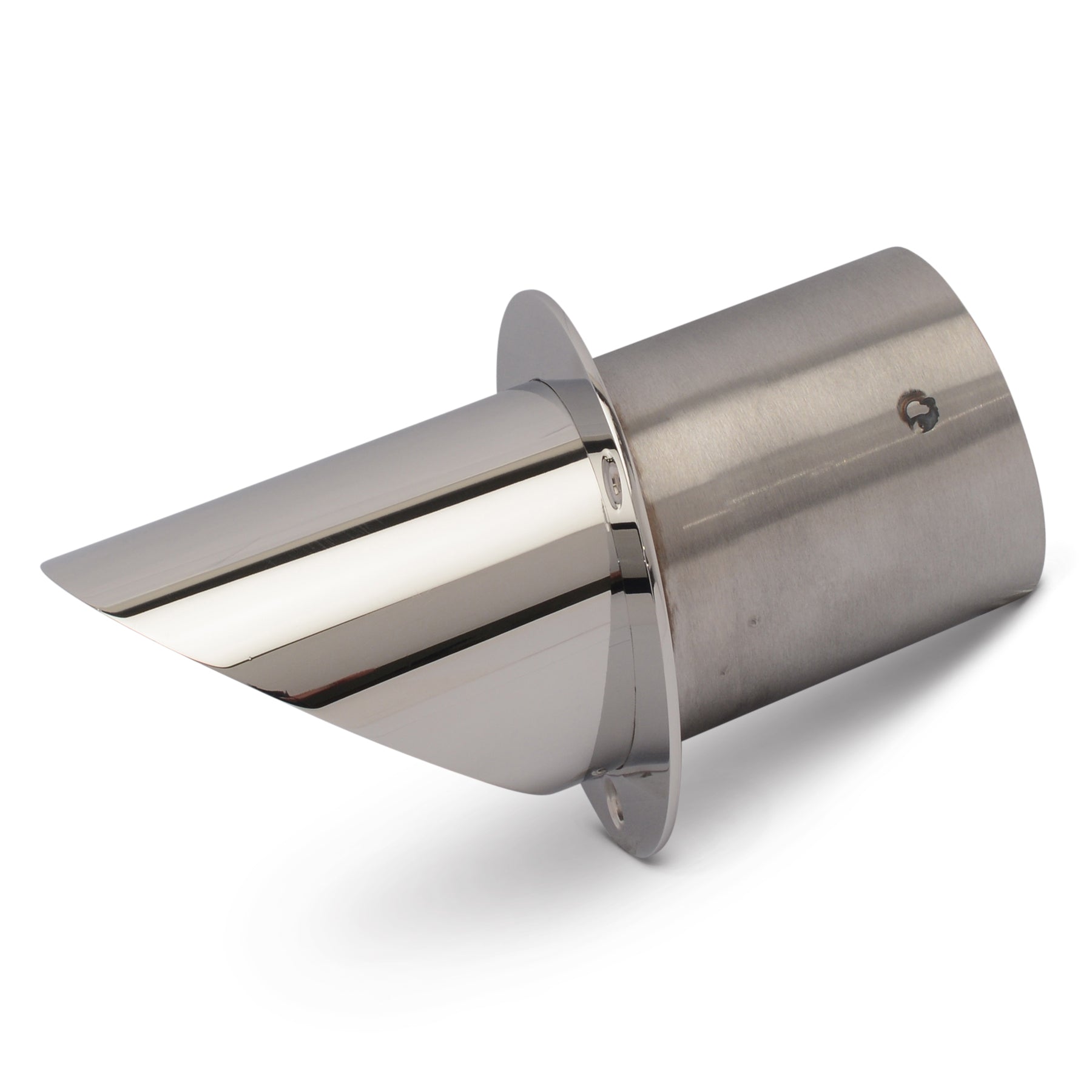 Exhaust Tip Stainless Steel Angle Cut End / 12 Degree Mounting Flange 4" No Flap