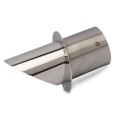 Exhaust Tip Stainless Steel Angle Cut End / 12 Degree Mounting Flange 4" with Flap