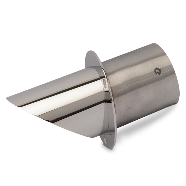 Exhaust Tip Stainless Steel Angle Cut End / 12 Degree Mounting Flange 4" with Flap