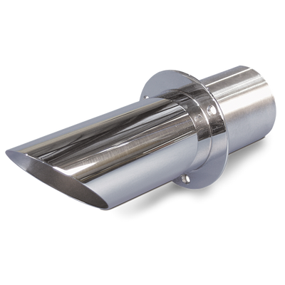 Exhaust Tip Stainless Steel Long Angle Cut End / Straight Mount Flange 4" with Flap
