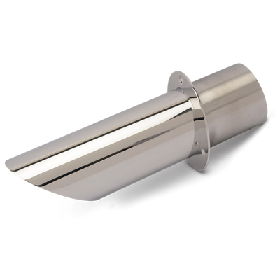 Exhaust Tip Stainless Steel Long Angle Cut End / 12 Degree Mounting Flange 4" with Flap