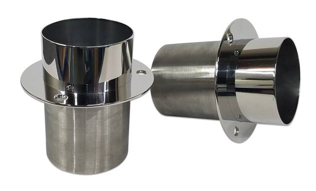 Exhaust Tip Stainless Steel Short Straight Cut End / Straight Mount Flange 4" with Flap