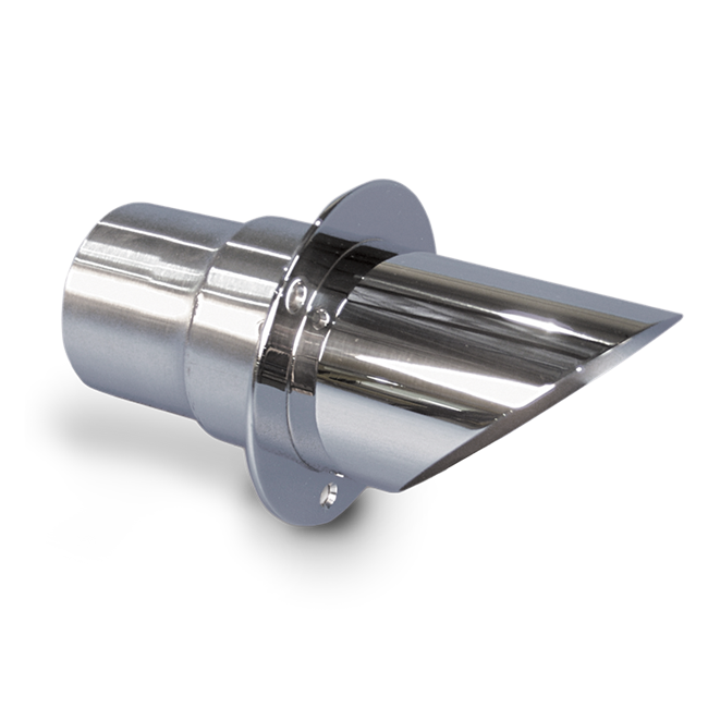 Exhaust Tip Stainless Steel Angle Cut End / Straight Mount Flange 3" with Flap