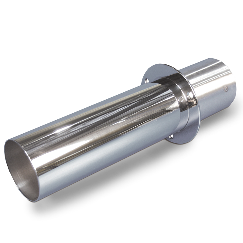 Exhaust Tip Stainless Steel Extra Long Straight End / Straight Mounting Flange with Flap