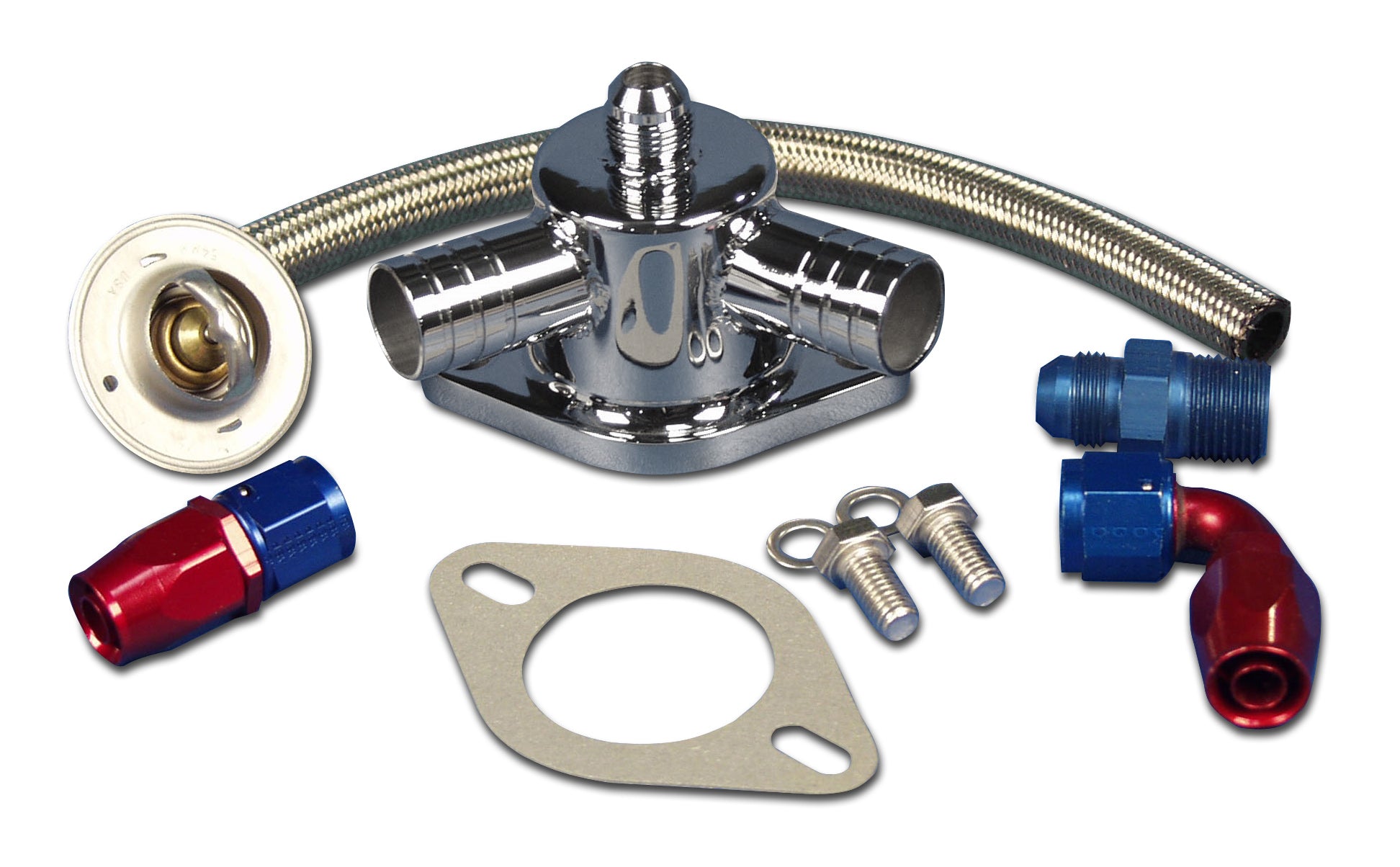 Thermostat Kit - Stainless Steel SB & BB Chevy 1" Slip Hose Fittings