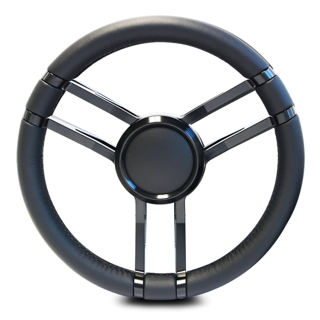 Steering Wheel Corerra Symmetrical Billet Aluminum - Black Anodized Spokes / Black Grip