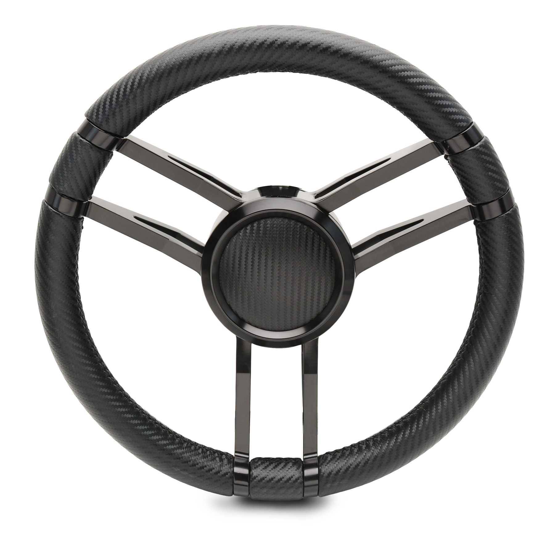 Steering Wheel Corerra Symmetrical Billet Aluminum Full Wrap - Black Anodized Spokes / Carbon Grip