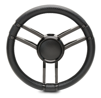 Steering Wheel Corerra Symmetrical Billet Aluminum Full Wrap - Black Anodized Spokes / Carbon Grip