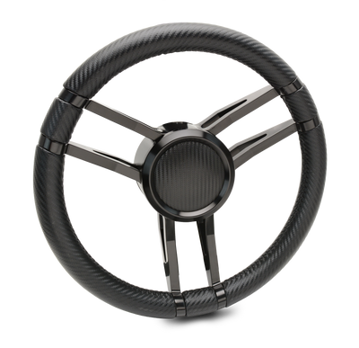 Steering Wheel Corerra Symmetrical Billet Aluminum Full Wrap - Black Anodized Spokes / Carbon Grip