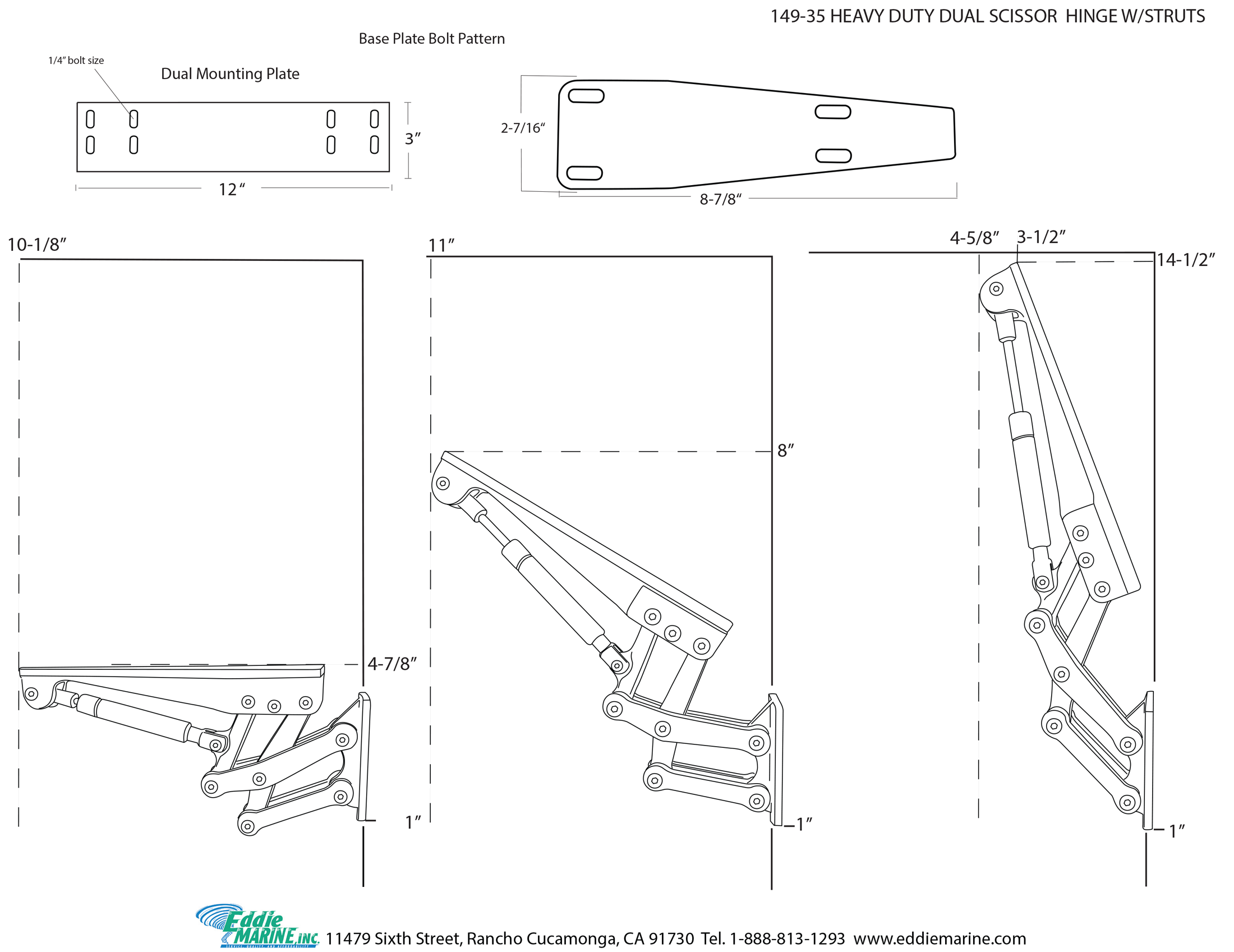 Heavy Duty Dual Scissor Hinge with Struts