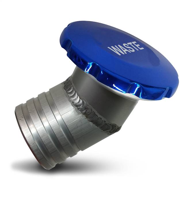 Billet Aluminum Flush Mount Waste Fill Non-Vented 2" Hose with an Angled Base