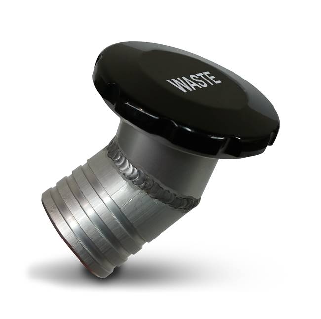 Billet Aluminum Flush Mount Waste Fill Non-Vented 2" Hose with an Angled Base
