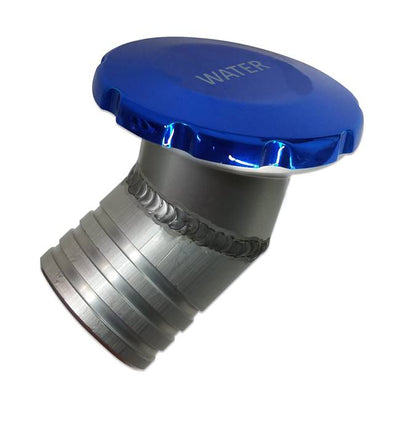 Billet Aluminum Flush Mount Water Fill Non-Vented 2" Hose with an Angled Base
