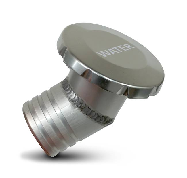 Billet Aluminum Flush Mount Water Fill Non-Vented 2" Hose with an Angled Base