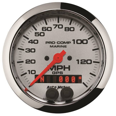 GPS HP Speedometer with Display 140 MPH 3 - 3/8" Platinum