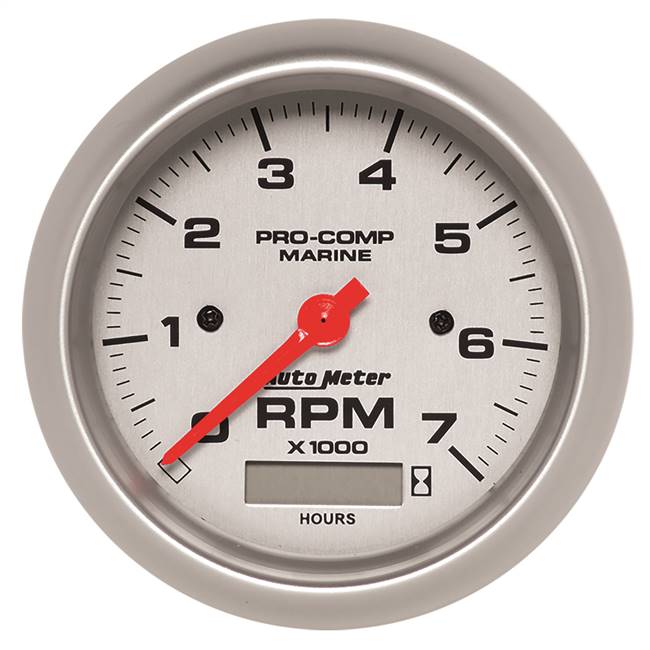 Tachometer 7,000 RPM with Hourmeter 3 - 3 / 8" Silver