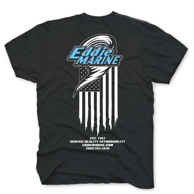 Eddie Marine American Flag - Black Tee