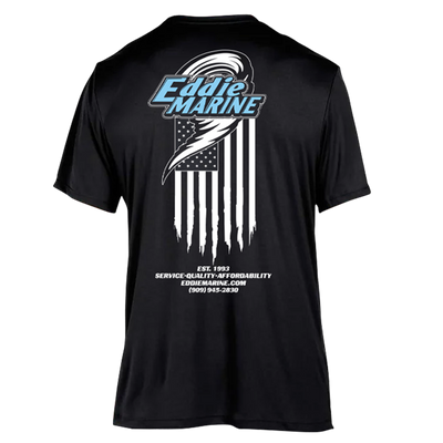 Eddie Marine American Flag - Dri - FIT | Black Tee