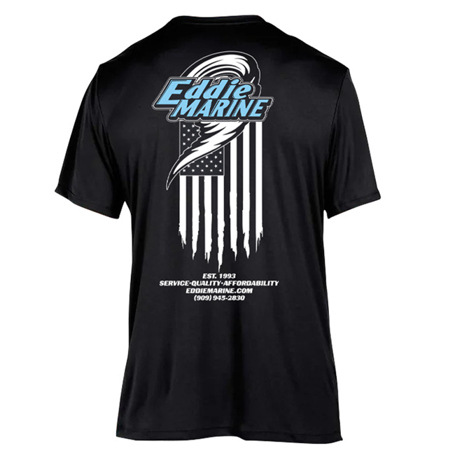 Eddie Marine American Flag - Dri - FIT | Black Tee