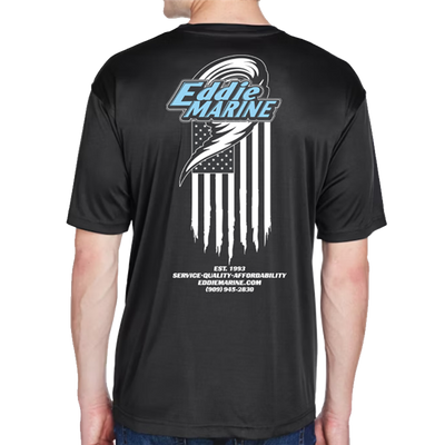 Eddie Marine American Flag - Dri - FIT | Black Tee