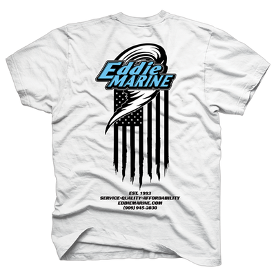 Eddie Marine American Flag - White Tee