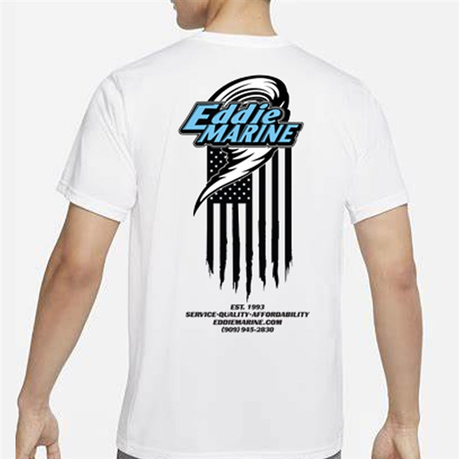 Eddie Marine American Flag - White Tee