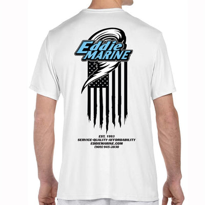 Eddie Marine American Flag - Dri - FIT | White Tee