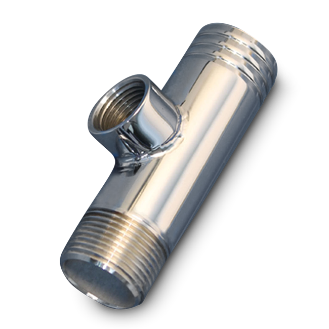 Stainless Steel Tee Fitting 1 1/4" Hose X 1" NPT with 1/2" NPT Bung