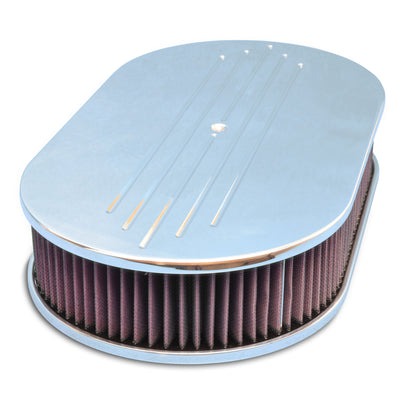 Billet Aluminum Oval Air Cleaner Ball Milled Dominator