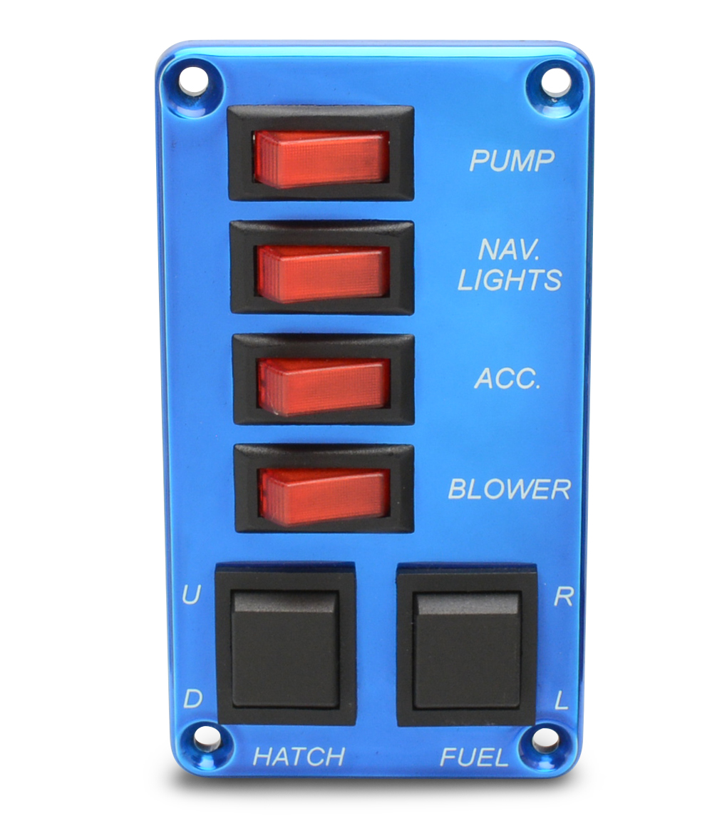 Switch Panel - Four Single Pole Switches with Double Pole Switches