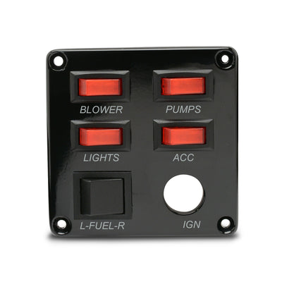 Switch Panel - Four Single Pole Switches with One Double Pole Switch 4" X 4"
