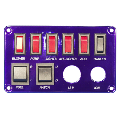 Switch Panel - Six Single Pole Switches with Two Double Pole Switches with Ignition Switch