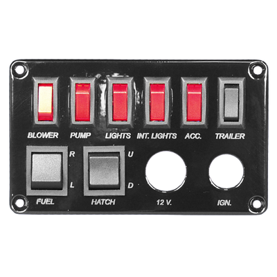 Switch Panel - Six Single Pole Switches with Two Double Pole Switches with Ignition Switch