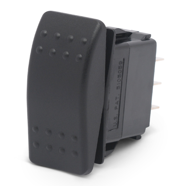 Carling Rocker Switch Double Pole, Double Throw Momentary On-Off-On Black