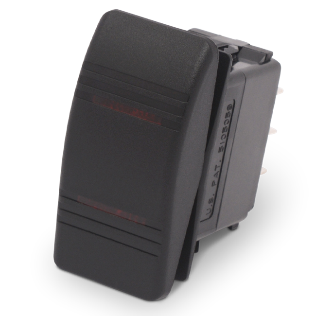 Carling Rocker Switch Single Pole, Double Throw On-Off Black